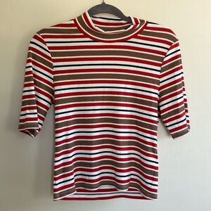 Maeve by Anthropologie Striped Mock Neck Top